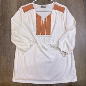 Haute Hippie White and Orange Tunic Top